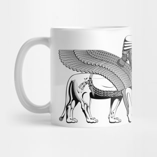 Lamassu Winged Lion Black Mug